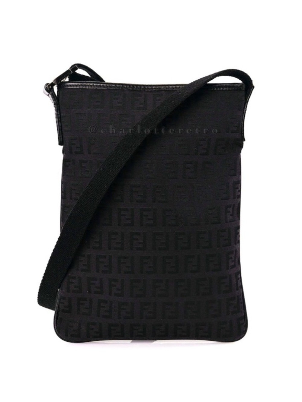 Fendi •  Zucchino Small Black Crossbody Bag